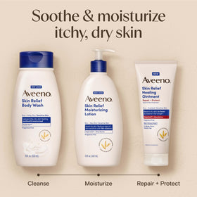 Aveeno Skin Relief Moisturising Lotion in use on hands