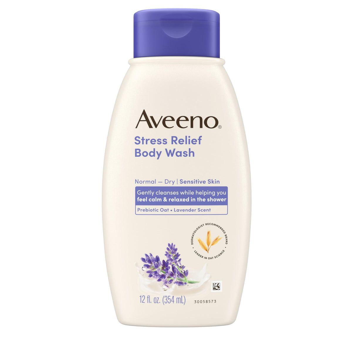Aveeno Stress Relief Body Wash 12 fl. oz bottle front view