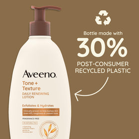 Aveeno Tone + Texture Renewing Body Lotion application on skin
