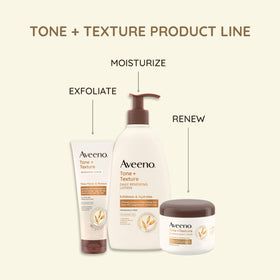 Aveeno Tone + Texture Renewing Body Lotion with oat ingredient close-up