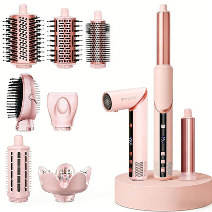 AVENHO 9-in-1 Multi Hair Styling Tool front view with attachments