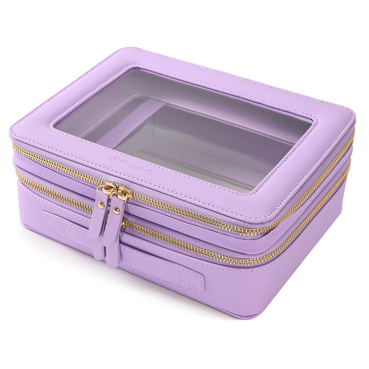 Aveniee Clear Makeup Bag double layer design front view in lilac
