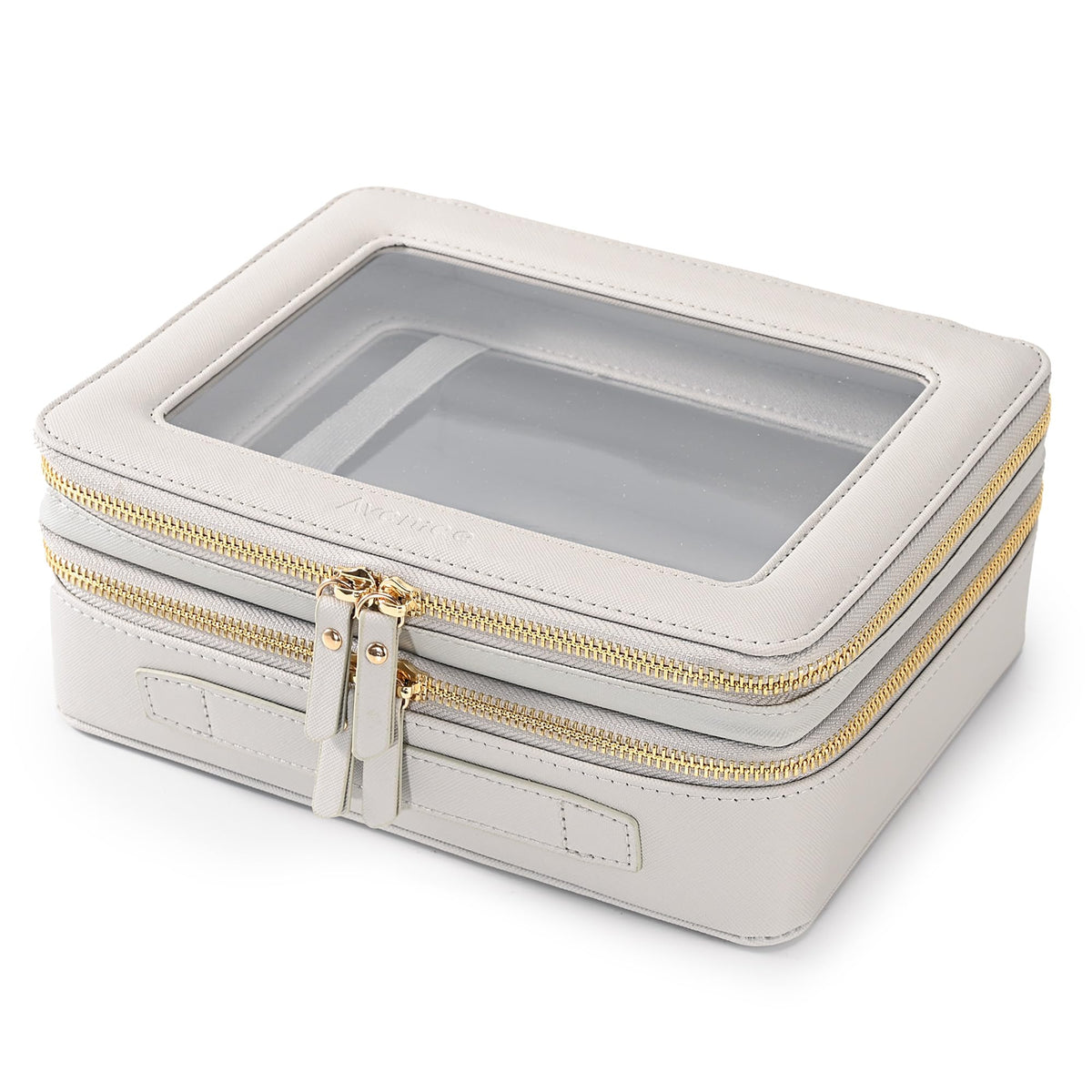 Aveniee Clear Makeup Bag double layer front view in grey