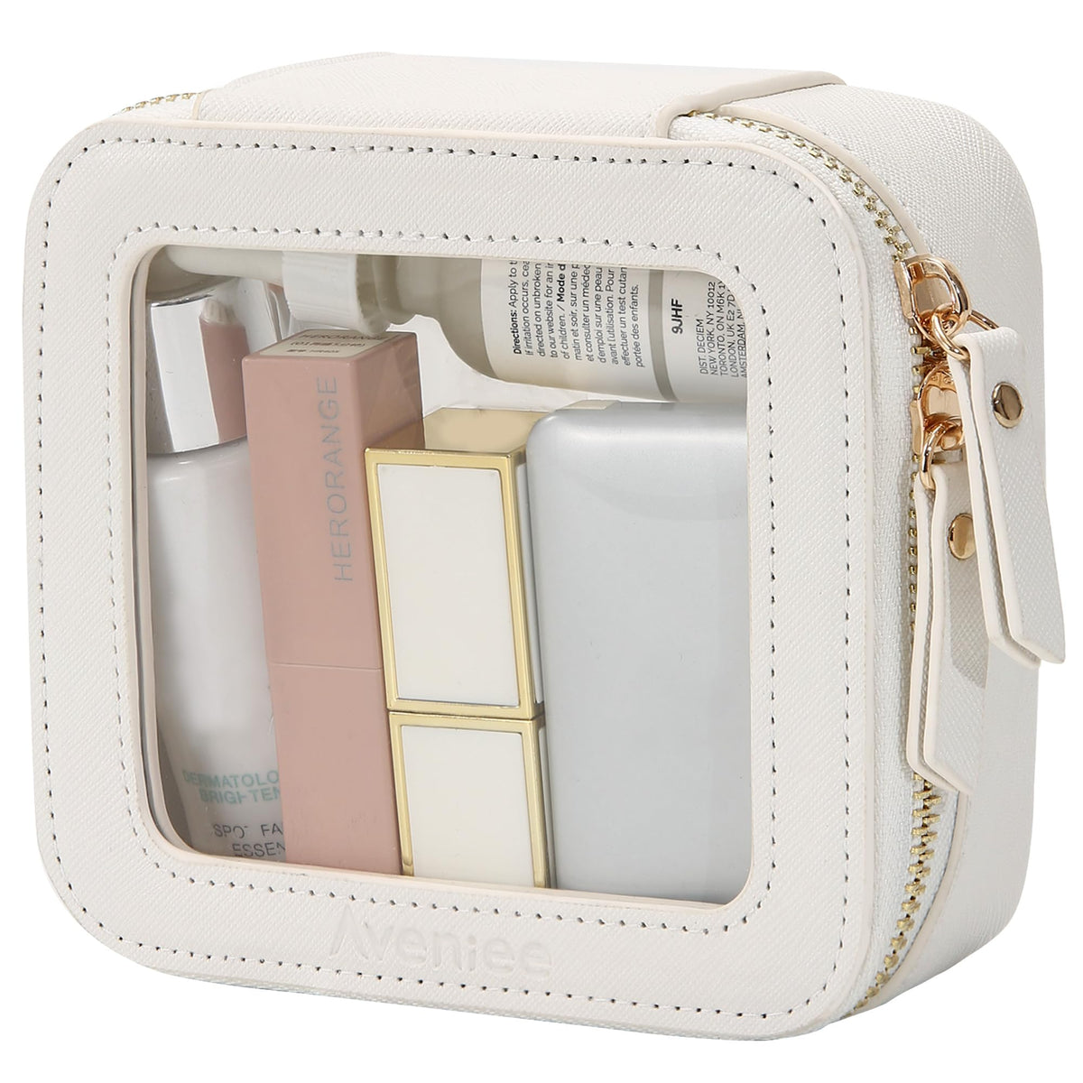 Aveniee Clear Makeup Bag front view with zipper