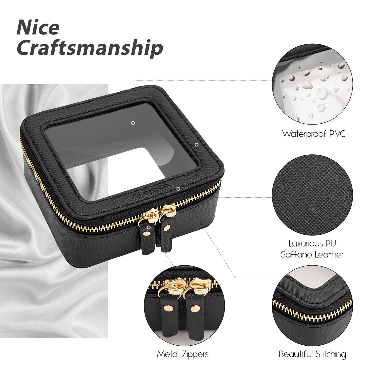 Aveniee Clear Makeup Bag in car glove compartment