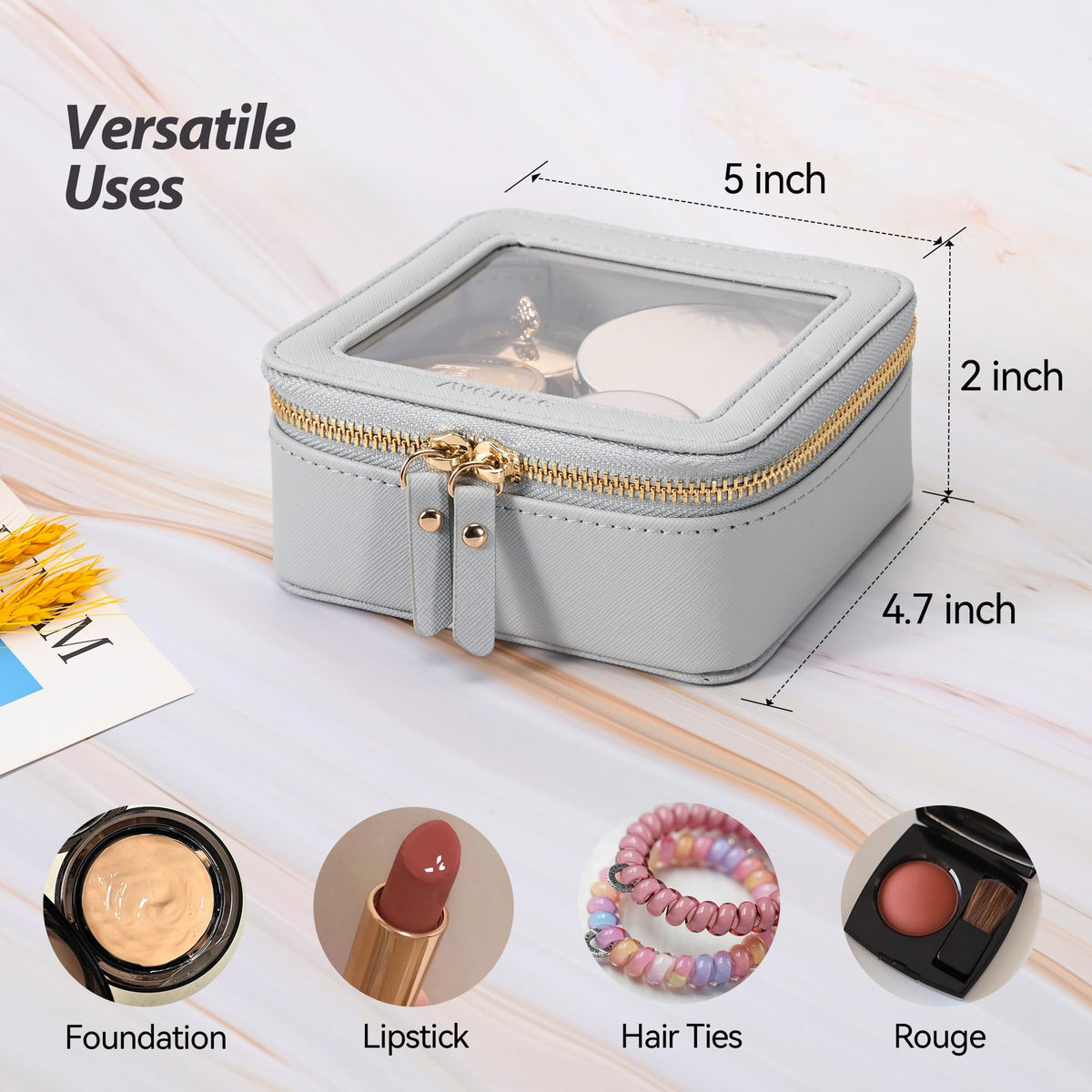 Aveniee Clear Makeup Bag in car glove compartment