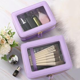 Aveniee Clear Makeup Bag lifestyle scene on bathroom counter