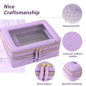 Aveniee Clear Makeup Bag open with cosmetics displayed