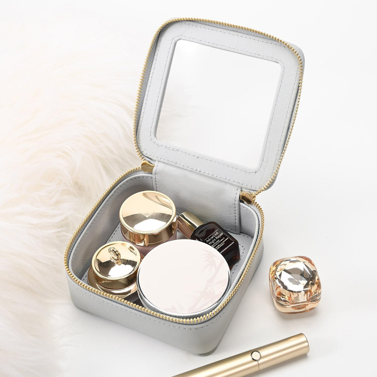 Aveniee Clear Makeup Bag opened showing contents