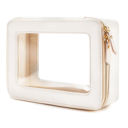 Aveniee Clear Makeup Bag Organizer front view in off-white