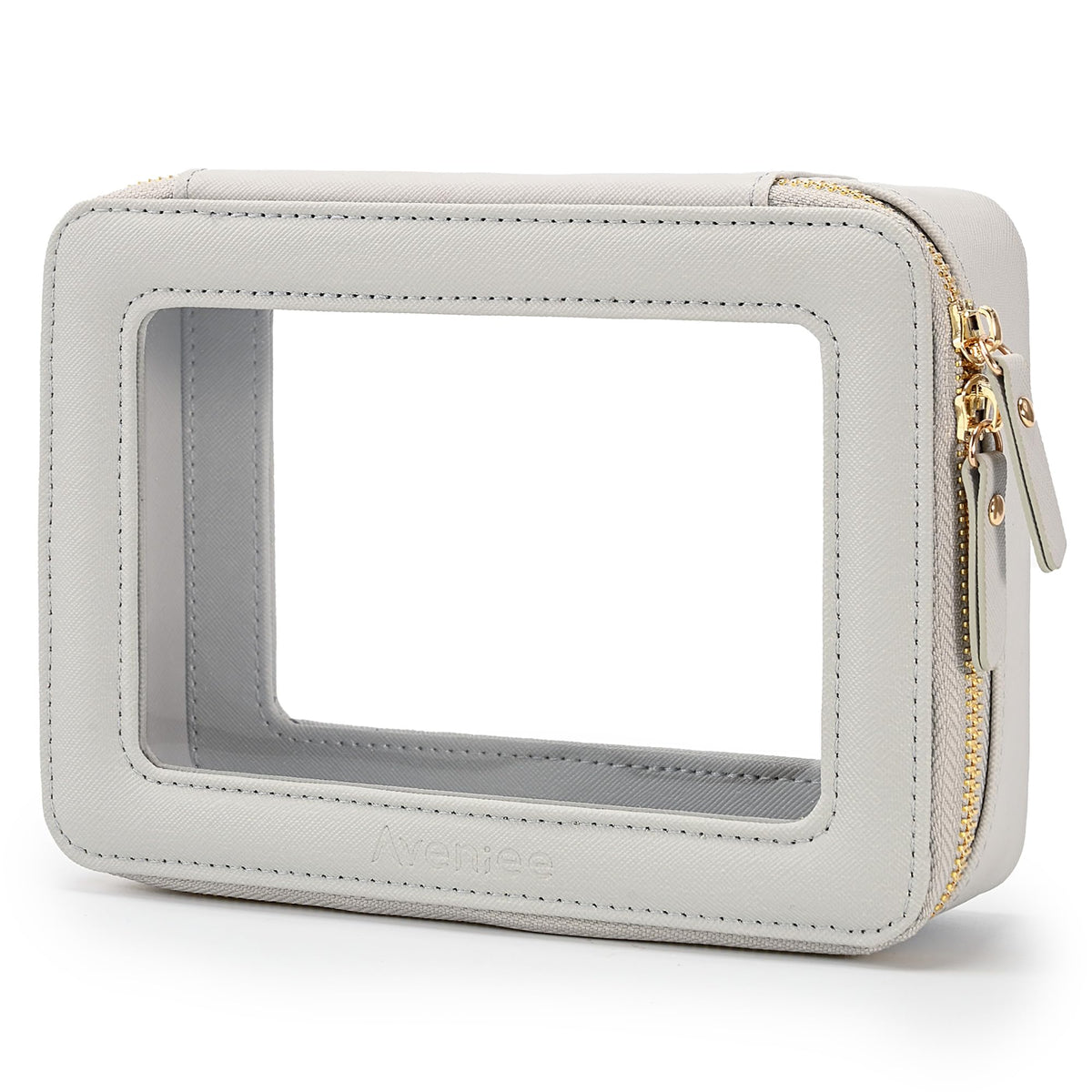 Aveniee Clear Makeup Bag Organizer front view in pearl blue