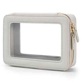 Aveniee Clear Makeup Bag Organizer front view in pearl blue
