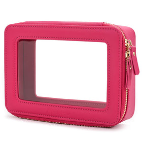 Aveniee Clear Makeup Bag Organizer in hotpink front view