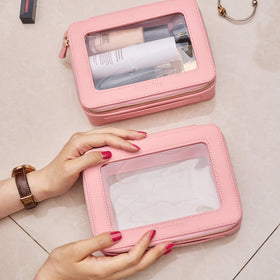 Aveniee Clear Makeup Bag Organizer Set displayed on a vanity