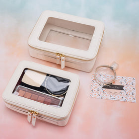 Aveniee Clear Makeup Bag Organizer Set displayed on a vanity