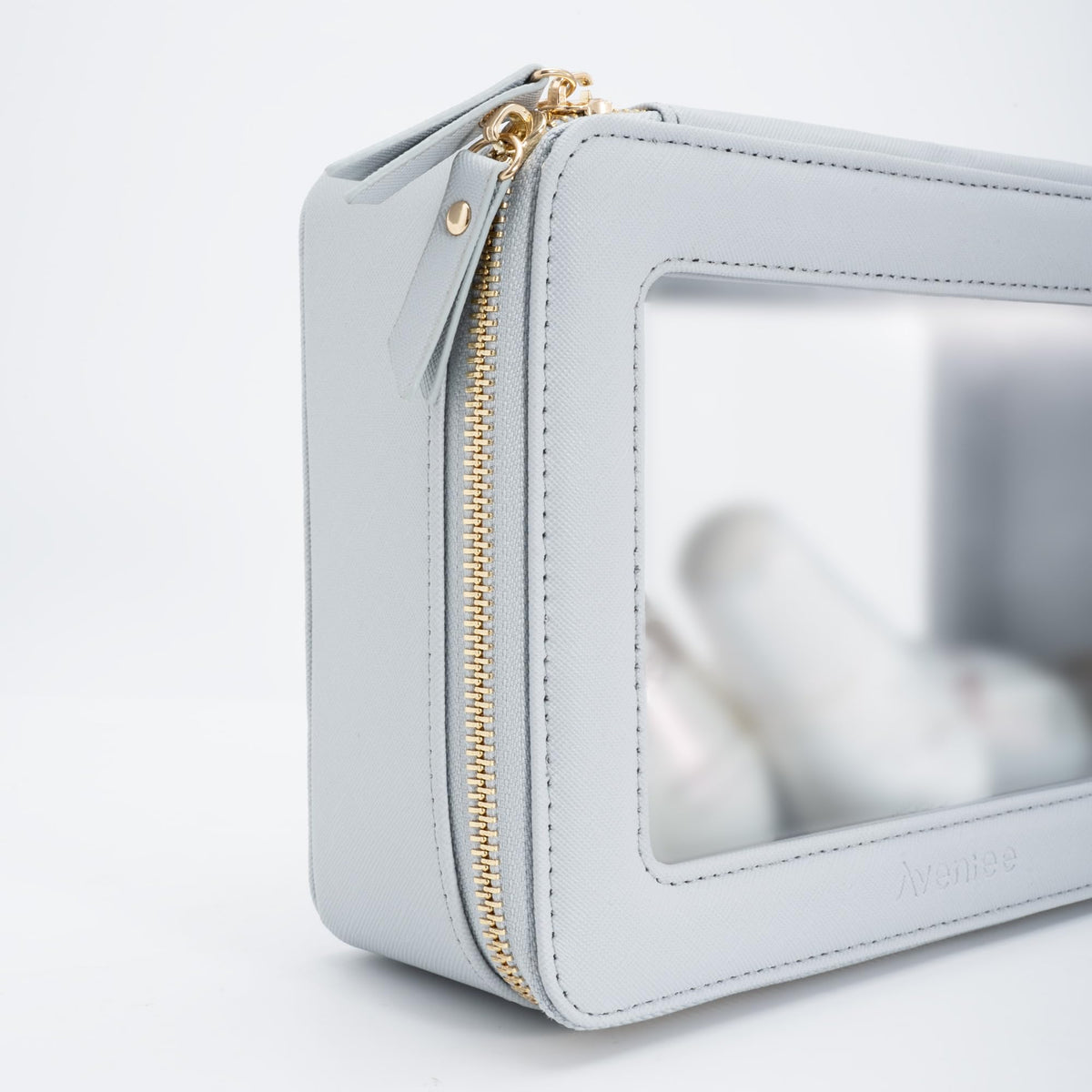 Aveniee Clear Makeup Bag Organizer Set showing interior compartments