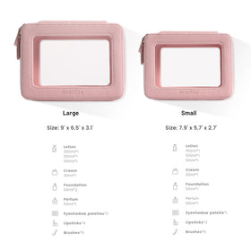 Aveniee Clear Makeup Bag Organizer Set with open zippers showing contents
