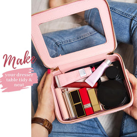 Aveniee Clear Makeup Bag Organizer Set with travel essentials inside