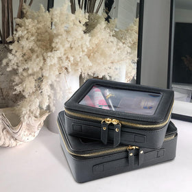 Aveniee Clear Makeup Bag Organizer showing transparent panels