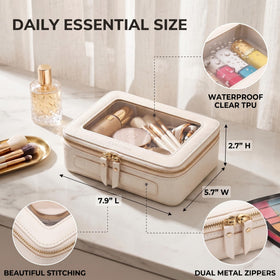 Aveniee Clear Makeup Bag Organizer side view showing zipper