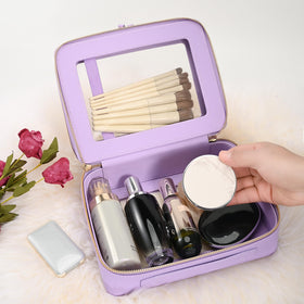 Aveniee Clear Makeup Bag side view showing brush compartment