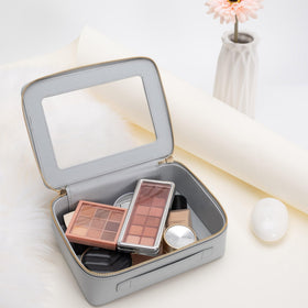 Aveniee Clear Makeup Bag side view with PU leather finish