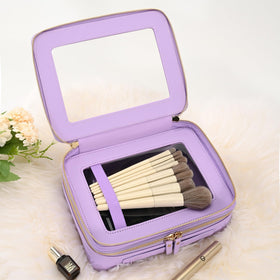 Aveniee Clear Makeup Bag with zippers and stitching detail