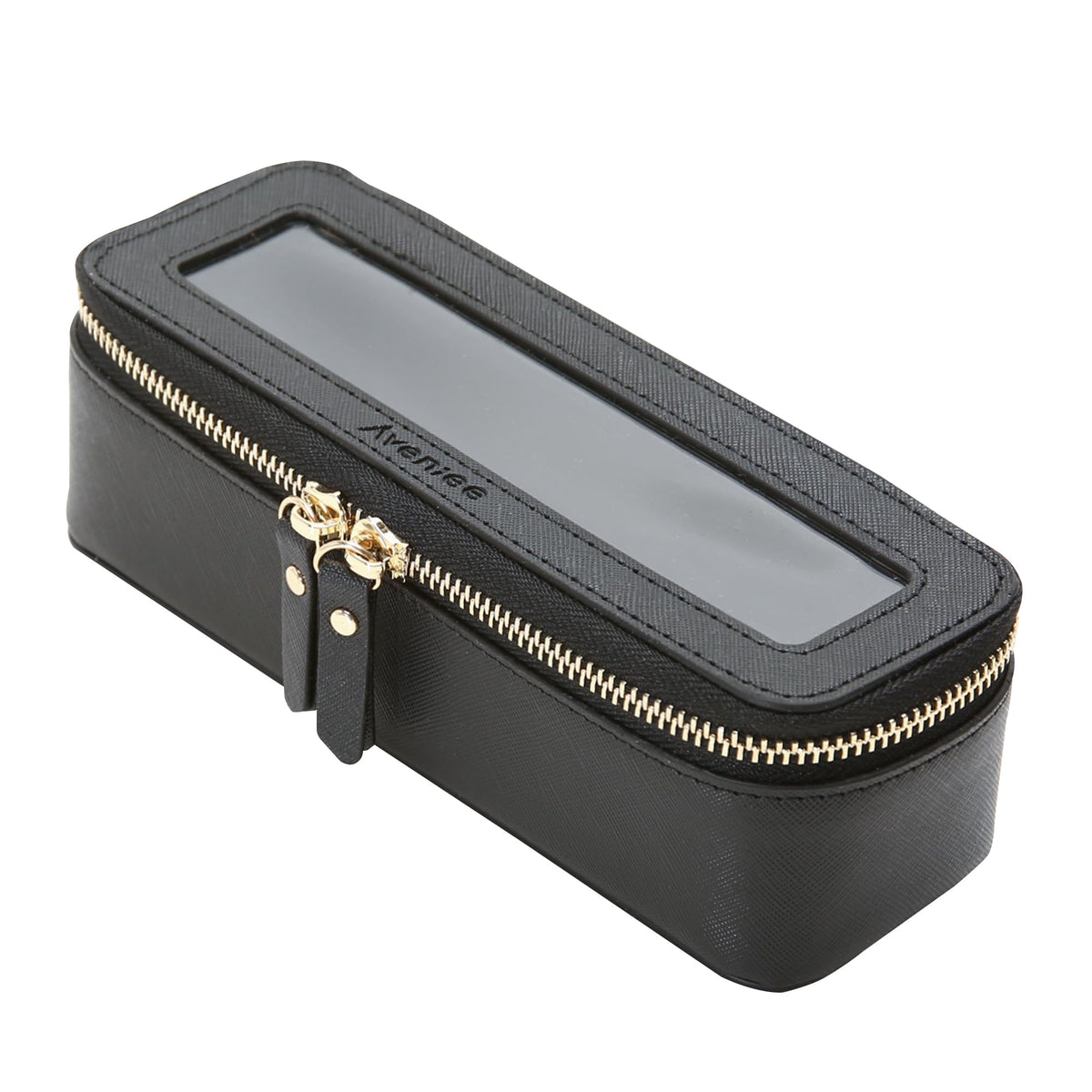 Aveniee Clear Makeup Brush Bag front view with dual zipper
