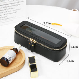 Aveniee Clear Makeup Brush Bag in a travel setting
