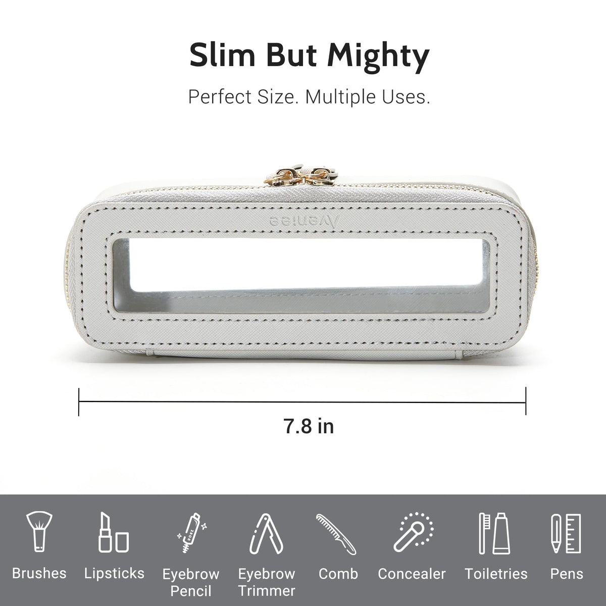 Aveniee Clear Makeup Brush Bag lifestyle scene on vanity