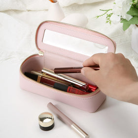 Aveniee Clear Makeup Brush Bag open showing storage space