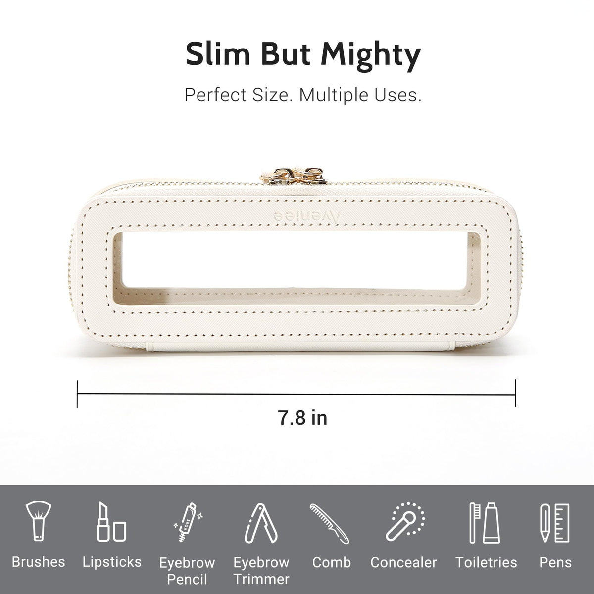 Aveniee Clear Makeup Brush Bag open view with makeup brushes inside