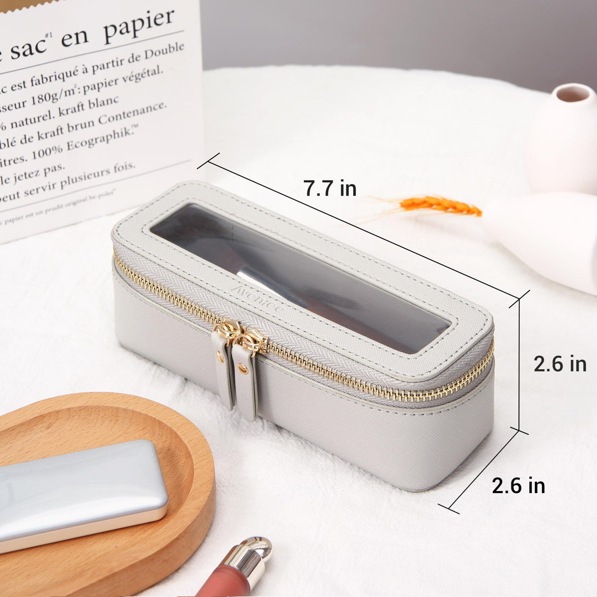 Aveniee Clear Makeup Brush Bag packed with brushes