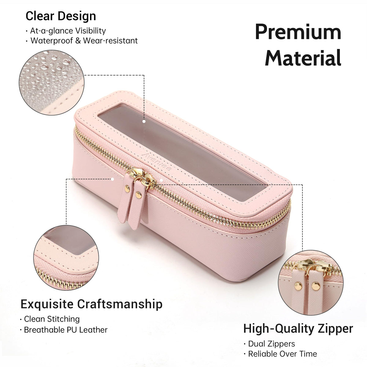 Aveniee Clear Makeup Brush Bag side view with brushes