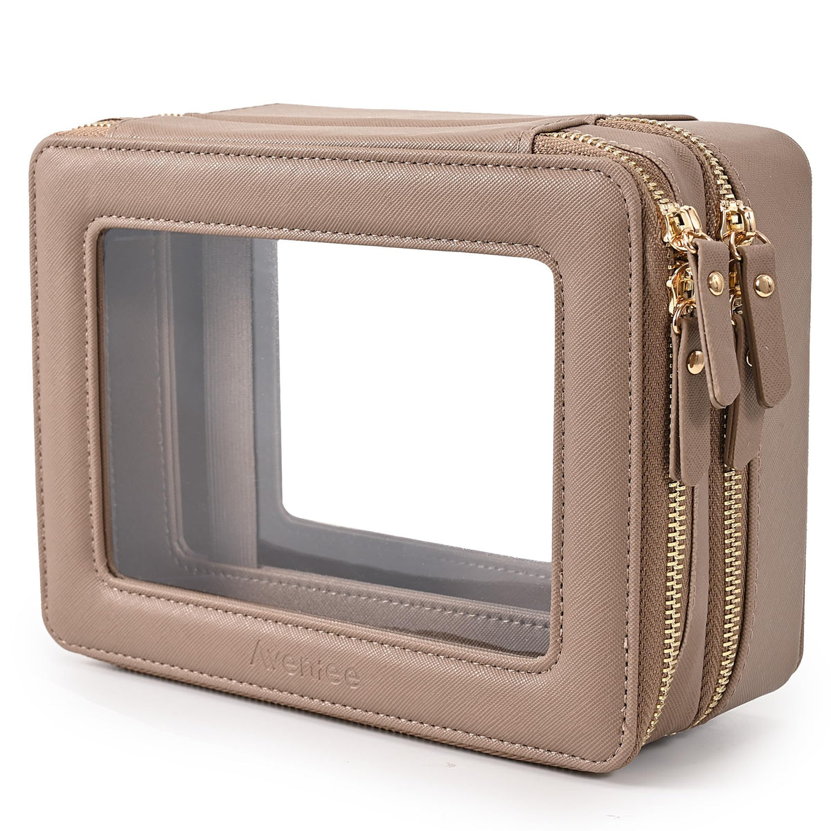 Aveniee Large Clear Makeup Bag front view with double layer design