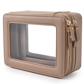 Aveniee Large Clear Makeup Bag front view with double layer design