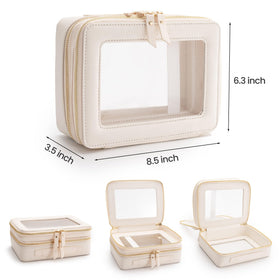 Aveniee Large Clear Makeup Bag showing upper layer for brushes