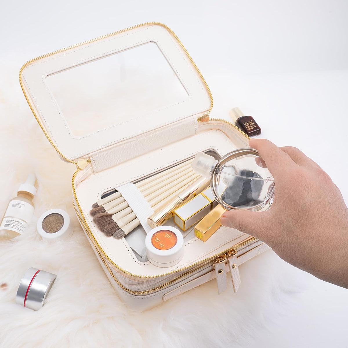 Aveniee Large Clear Makeup Bag spacious lower layer for cosmetics