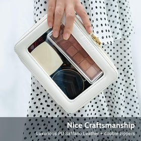 Aveniee Midi Makeup Bag filled with makeup brushes and foundations