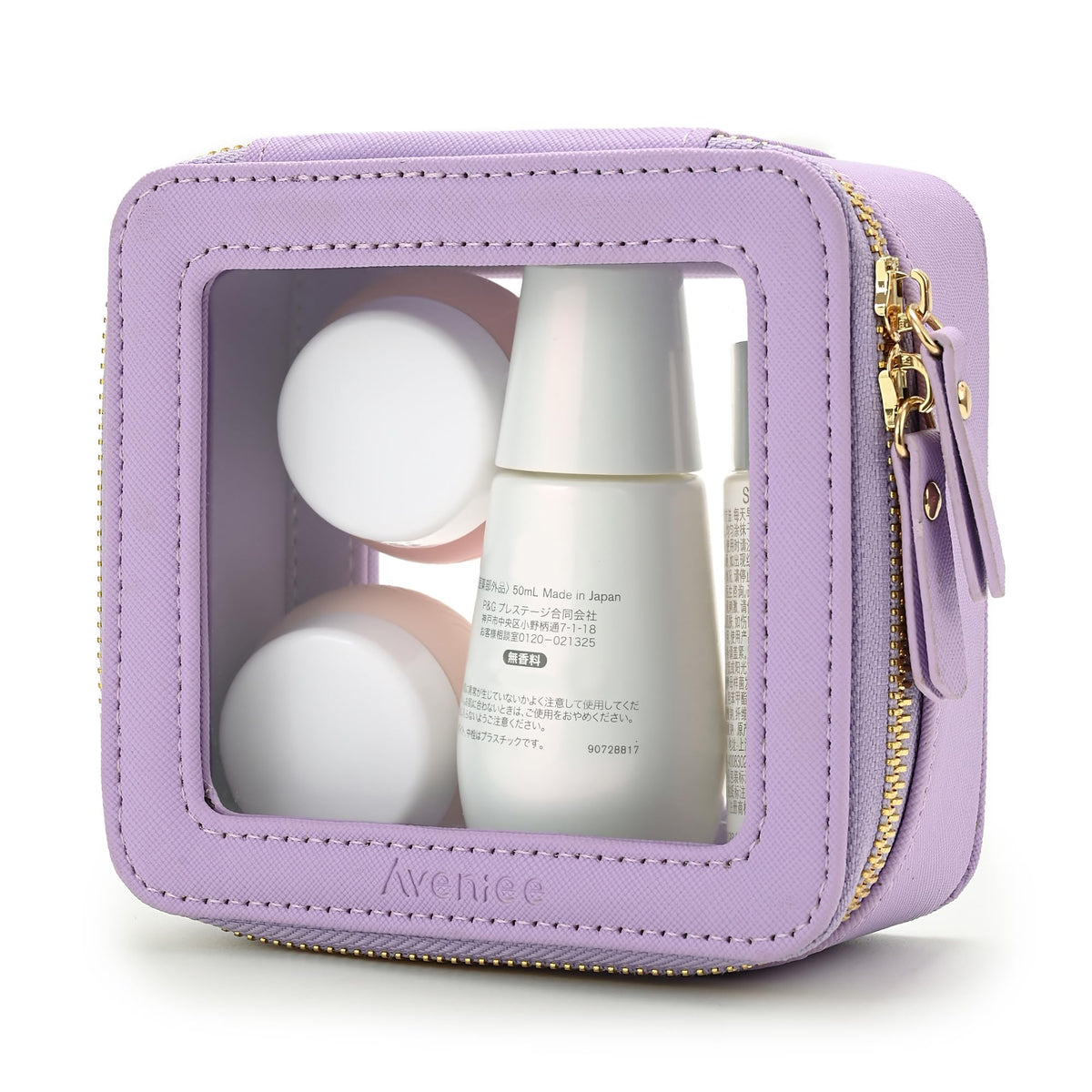 Aveniee Mini Clear Makeup Bag close-up of metal zipper
