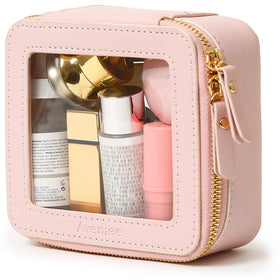 Aveniee Mini Clear Makeup Bag front view in pink