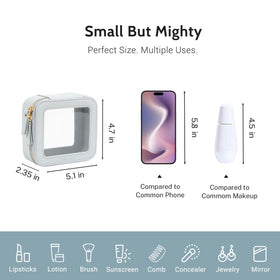 Aveniee Mini Clear Makeup Bag in a car's glove compartment