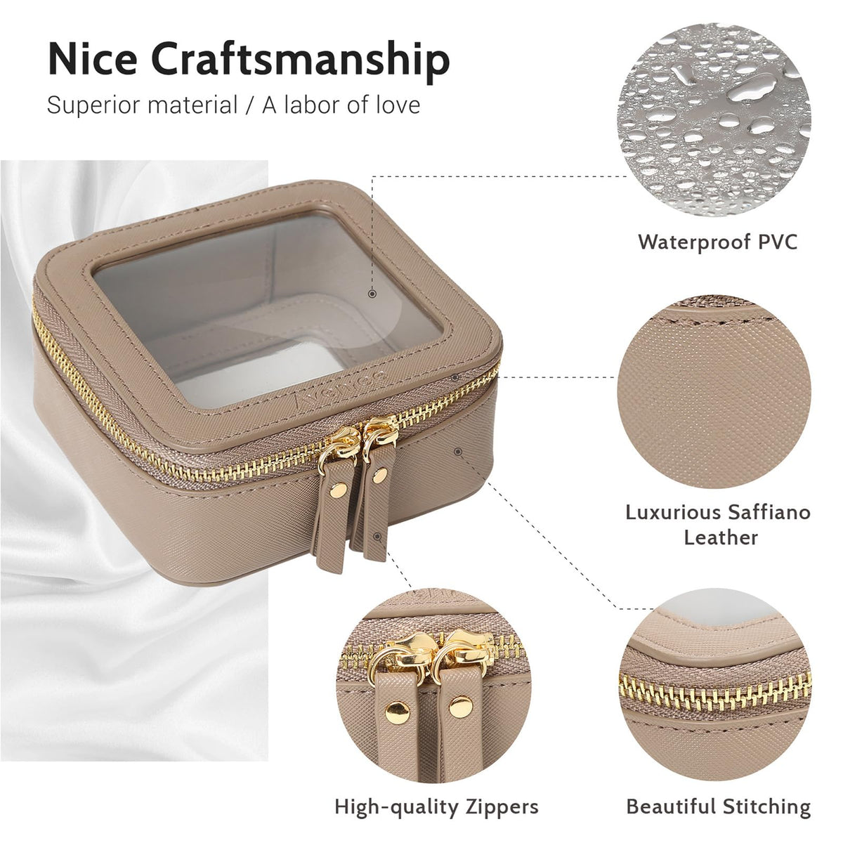 Aveniee Mini Clear Makeup Bag in car centre console