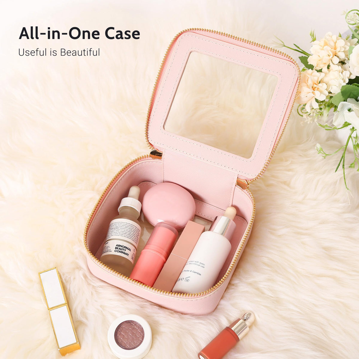 Aveniee Mini Clear Makeup Bag in car's centre console