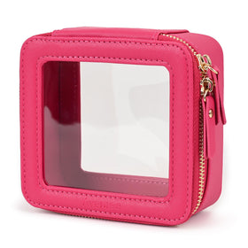 Aveniee Mini Clear Makeup Bag in Hot Pink front view