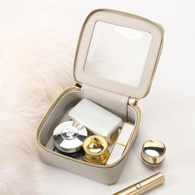 Aveniee Mini Clear Makeup Bag inside with makeup essentials