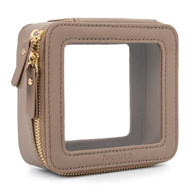 Aveniee Mini Clear Makeup Bag taupe front view