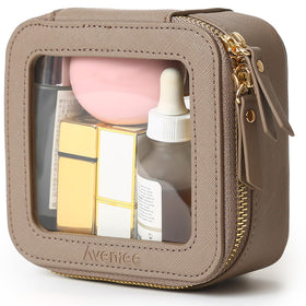 Aveniee Mini Clear Makeup Bag taupe front view