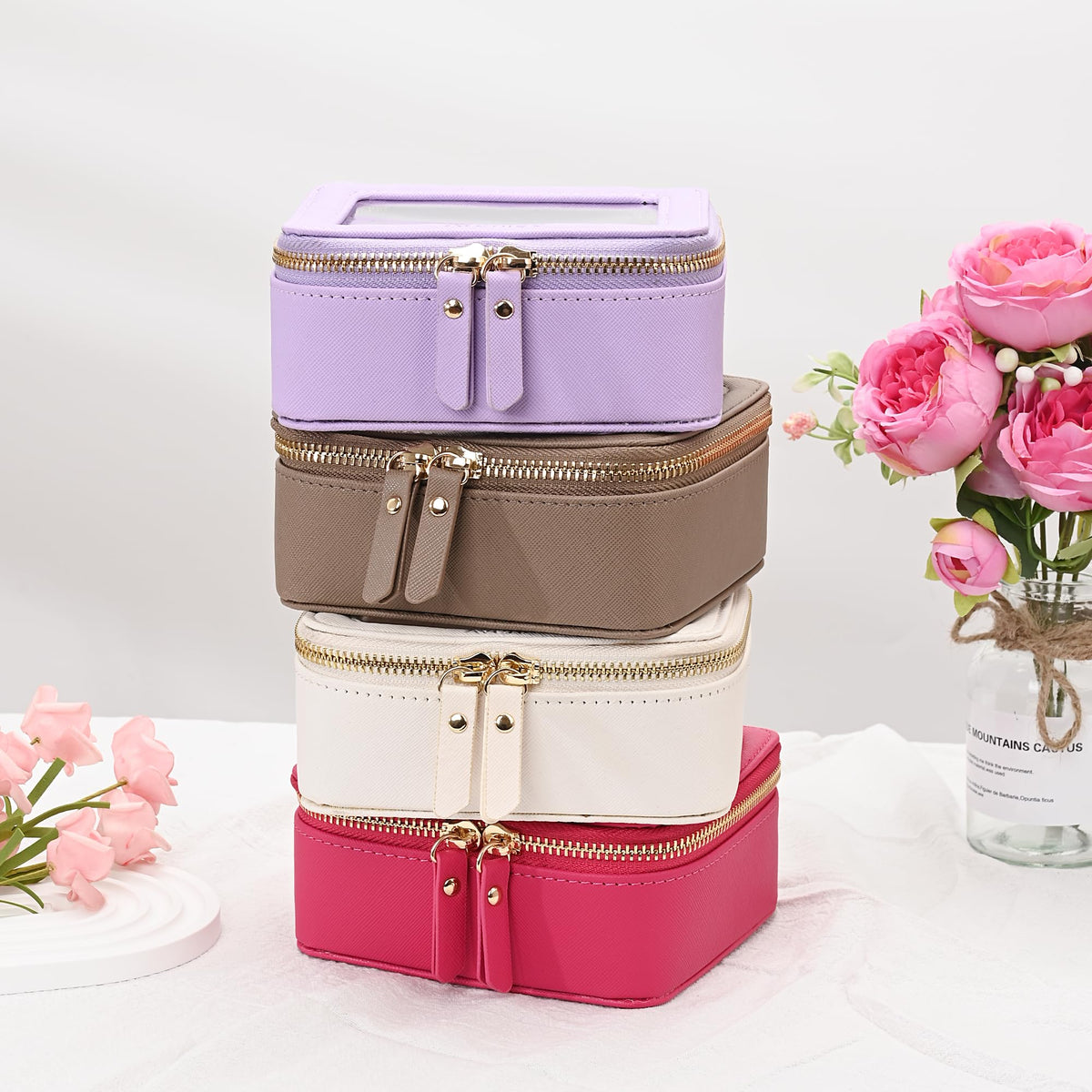Aveniee Mini Clear Makeup Bag taupe packaging
