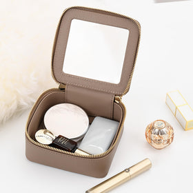 Aveniee Mini Clear Makeup Bag taupe side view